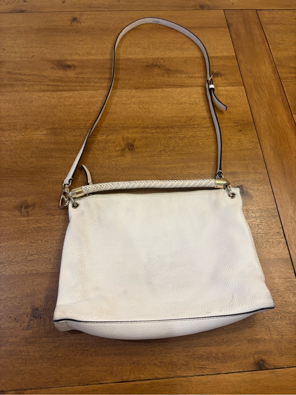 Kate Spade New York White Pebbled Leather Crossbody Shoulder Bag